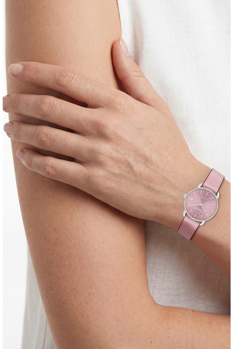 Elliot Pink Leather Strap Watch, 28mm, Alternate, color, BLUSH