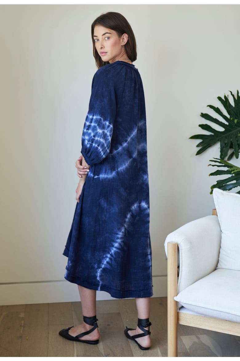 Tie Dye Gauze Dress with Pockets, Alternate, color, Navy River
