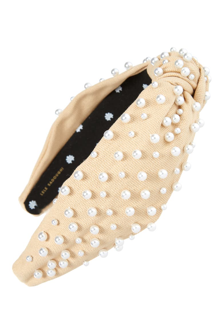 Imitation Pearl Headband, Main, color, CAMEL