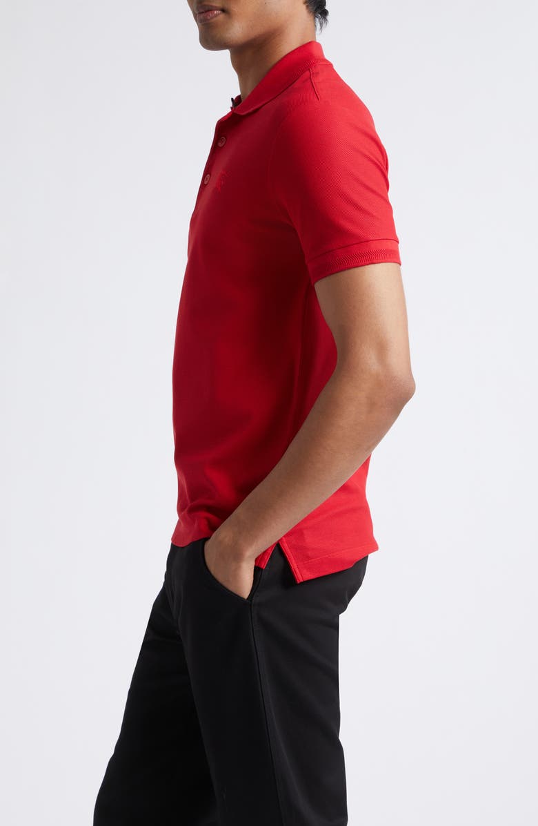 Burberry Eddie Equestrian Knight Design Cotton Piqué Polo, Alternate, color, Currant Red