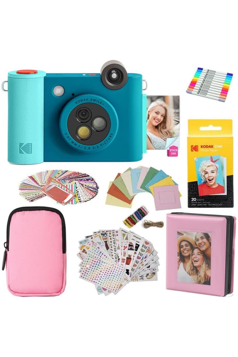 Smile+ 2-in-1 Camera Gift Bundle w/ Pink Case, Main, color, Blue