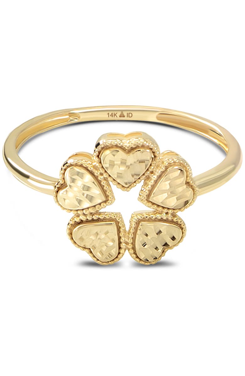 DEVATA Clover Heart Ring in 14K Gold, Main, color, Yellow Gold