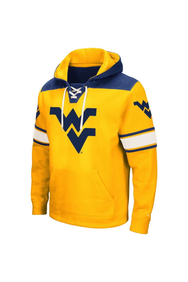 Men's Colosseum Gold West Virginia Mountaineers 2.0 Lace-Up Pullover Hoodie, Alternate, color, Gold