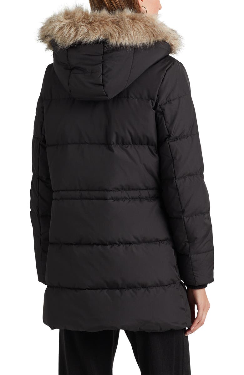 Lauren Ralph Lauren Faux Fur Trim Down & Feather Puffer Coat, Alternate, color,