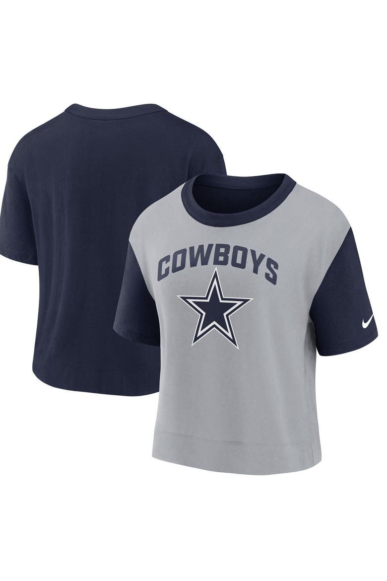 Women's Nike Navy/Silver Dallas Cowboys High Hip Fashion T-Shirt, Main, color, Navy