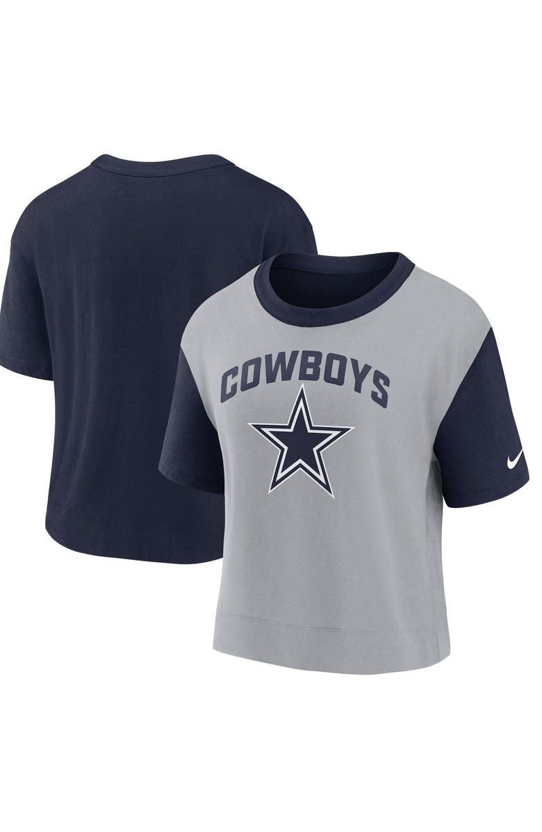 Nike Women's Nike Navy/Silver Dallas Cowboys High Hip Fashion T-Shirt, Main, color, 