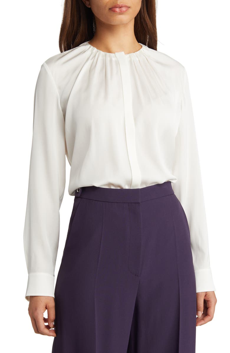 BOSS Banora Stretch Silk Blouse, Main, color, 