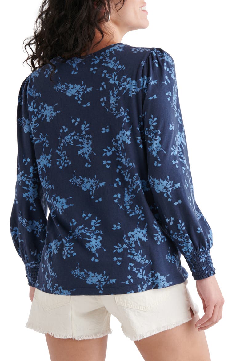 Floral Print Blouson Sleeve Top, Alternate, color, BLUE MULTI