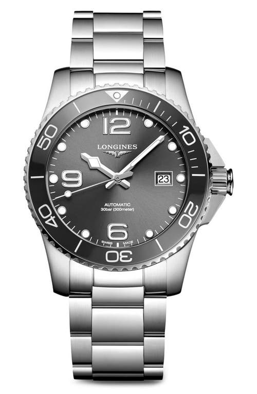 Longines HydroConquest Automatic Bracelet Watch, 41mm in Silver/Grey at Nordstrom
