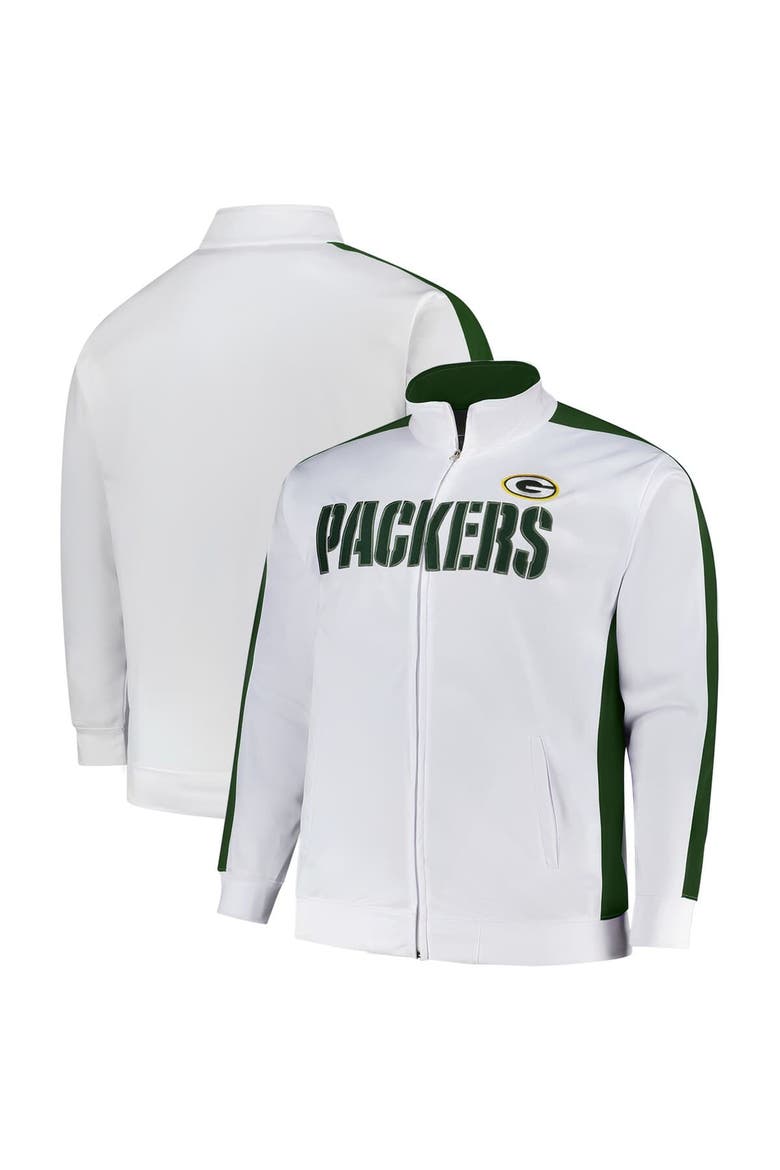 Men's Fanatics White Green Bay Packers Big & Tall Tricot Full-Zip Track Jacket, Main, color, White