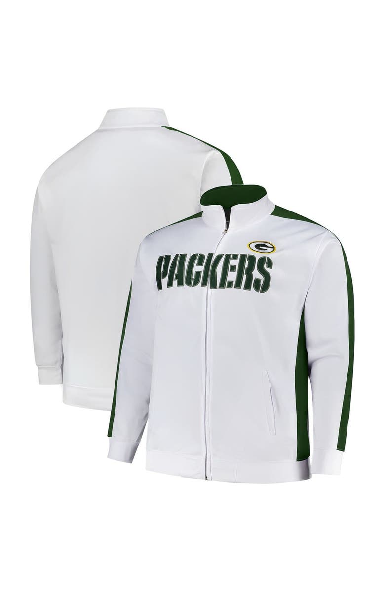 FANATICS Men's Fanatics White Green Bay Packers Big & Tall Tricot Full-Zip Track Jacket, Main, color, White