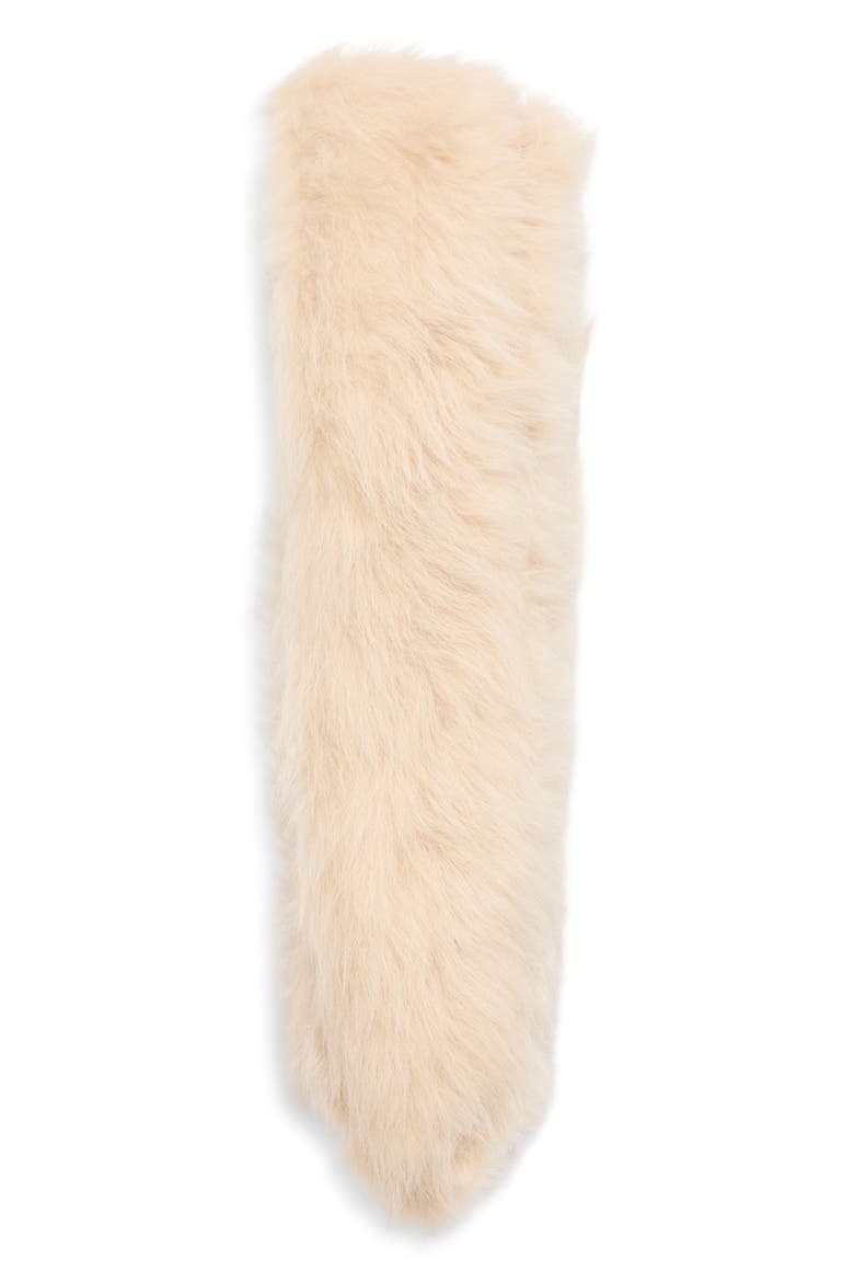 Genuine Shearling & Silk Skinny Scarf, Alternate, color, SAND
