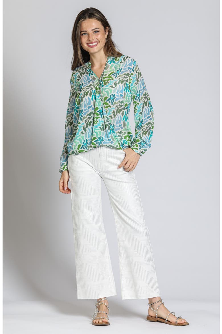 Print Surplice Neck Top, Alternate, color, GREEN MULTI