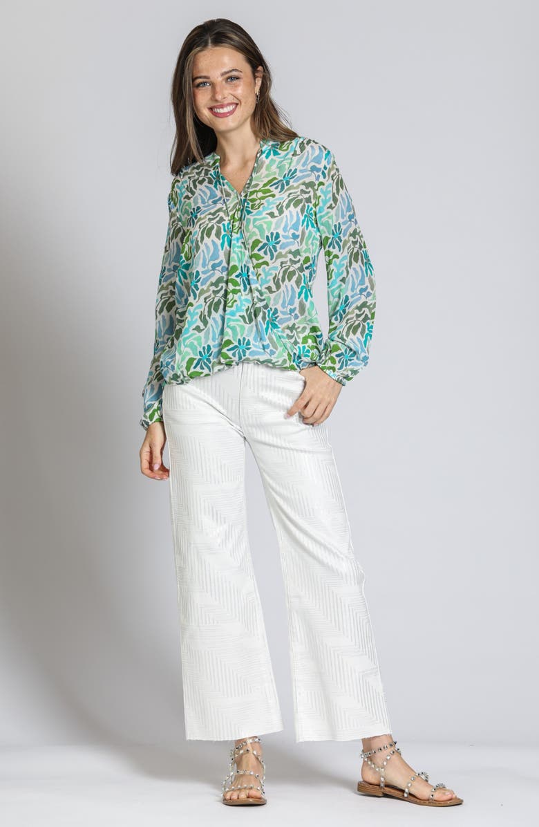 APNY Print Surplice Neck Top, Alternate, color, Green Multi