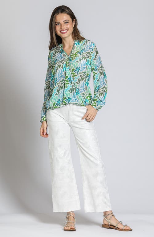 Apny Print Surplice Neck Top In Green Multi