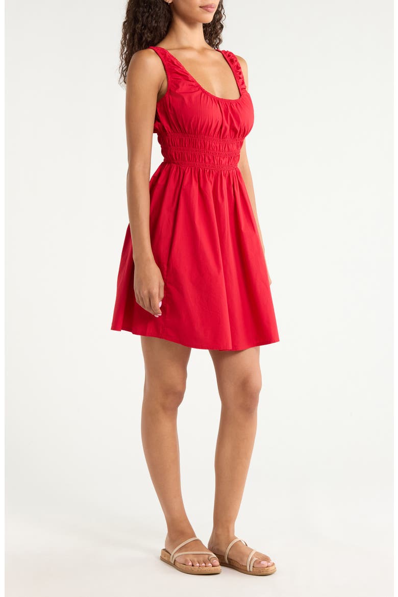Sunseeker Smocked Waist Sleeveless Minidress, Alternate, color, TANGO RED