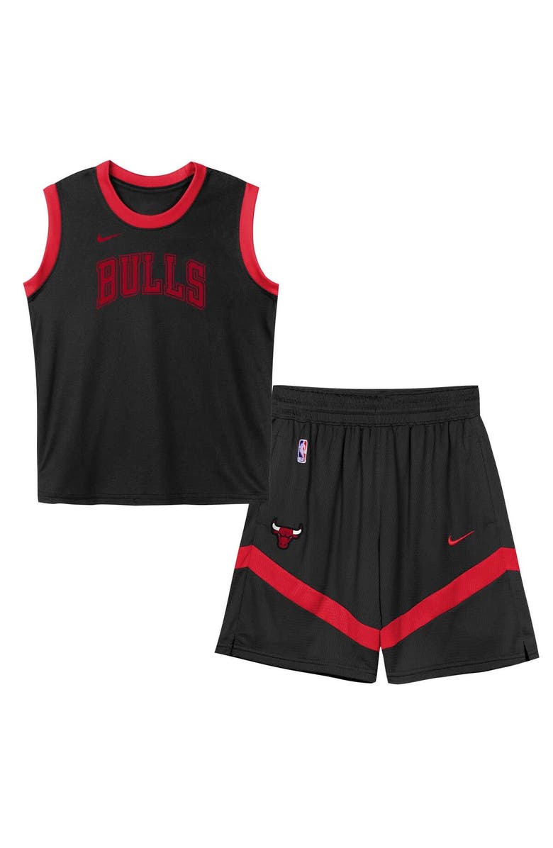 Nike Preschool Black Chicago Bulls Mesh Tank Top and Shorts Set, Main, color, Black