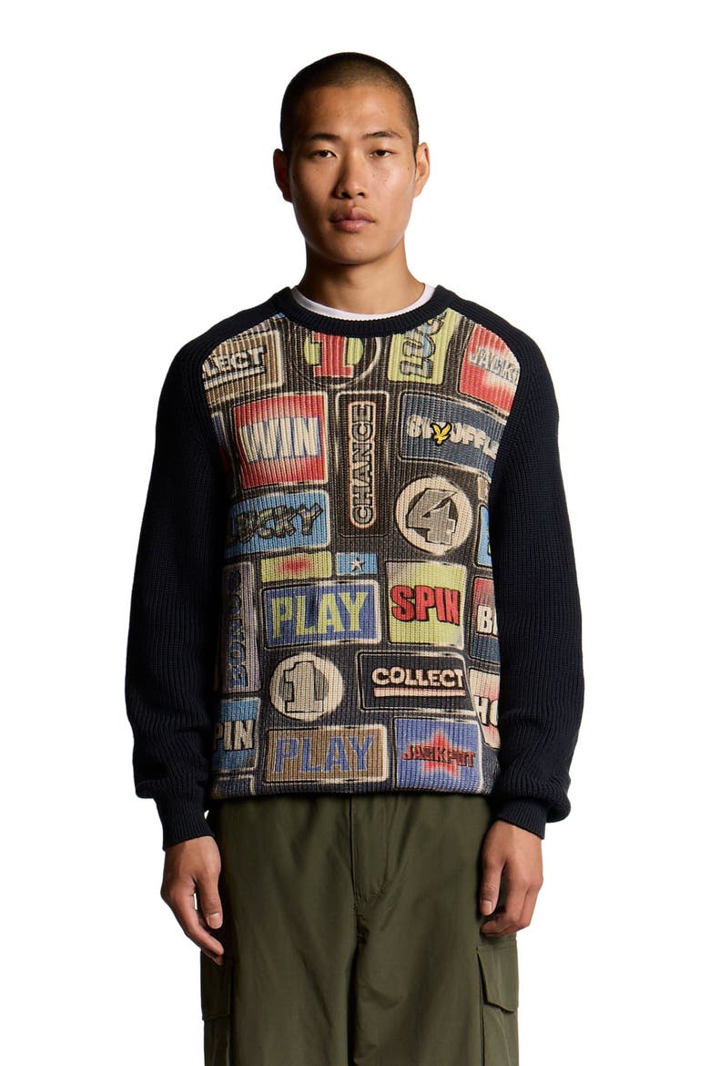 Fruit Machine Graphic Crew Neck Sweater, Alternate, color, Dark Navy