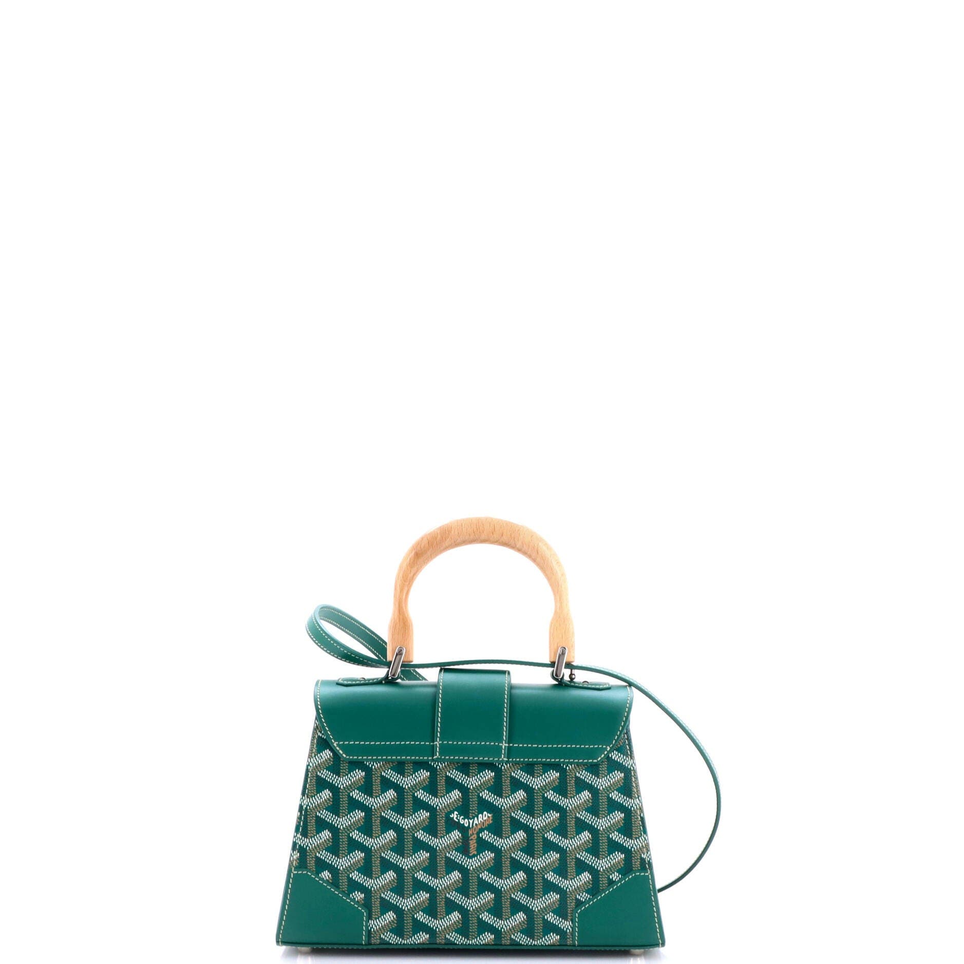 Structured Saigon Top Handle Bag Coated Canvas with Leather Mini, Alternate, color, Green