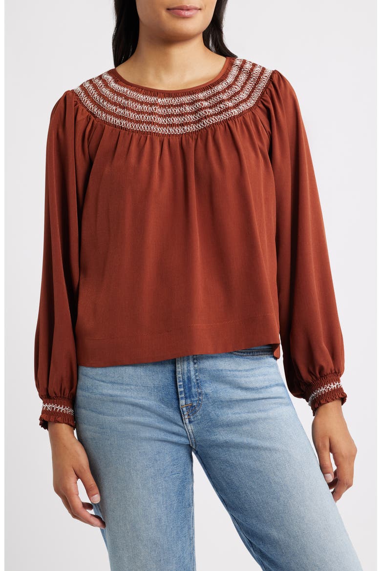Embroidered Peasant Top, Main, color, PICANTE