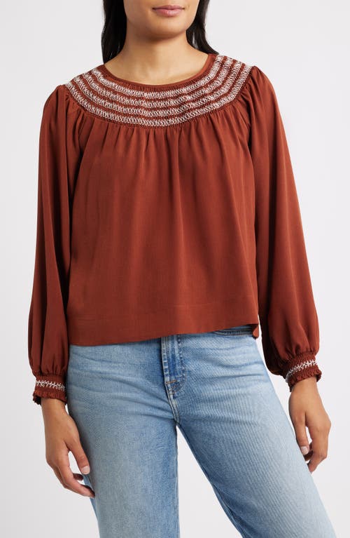 Bobeau Embroidered Peasant Top in Picante  product