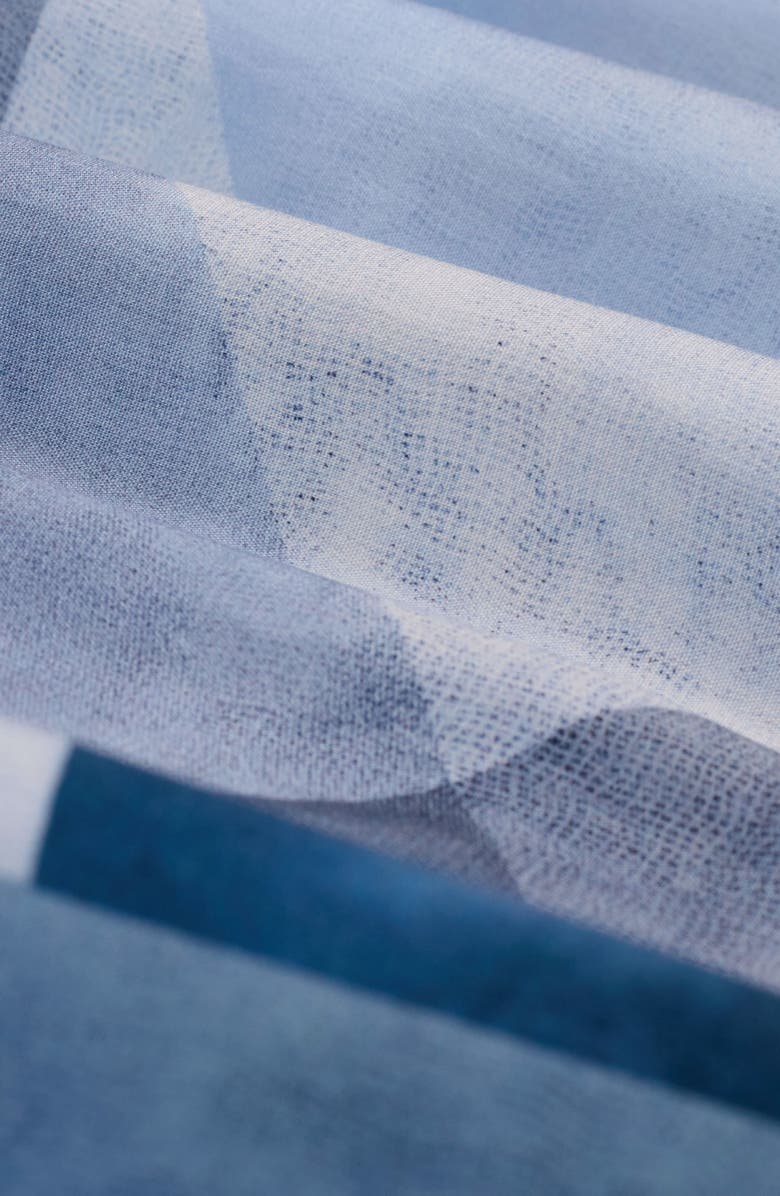 Bugatchi Vero Shaped Fit Abstract Geometric Print Short Sleeve Button-Up Shirt, Alternate, color, Hazy Blue