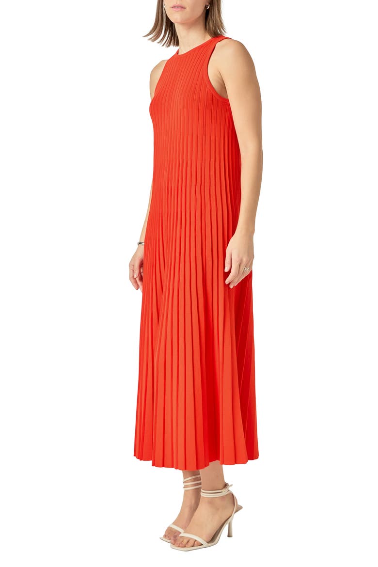 Pleated Knit Sleeveless Maxi Dress, Alternate, color, ORANGE RED
