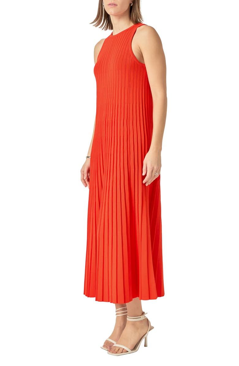English Factory Pleated Knit Sleeveless Maxi Dress, Alternate, color, Orange Red