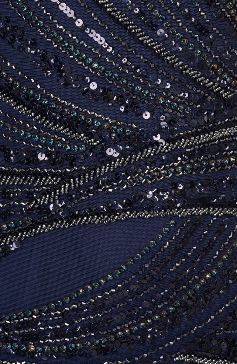 Aidan Mattox Beaded Short Sleeve Gown, Alternate, color,