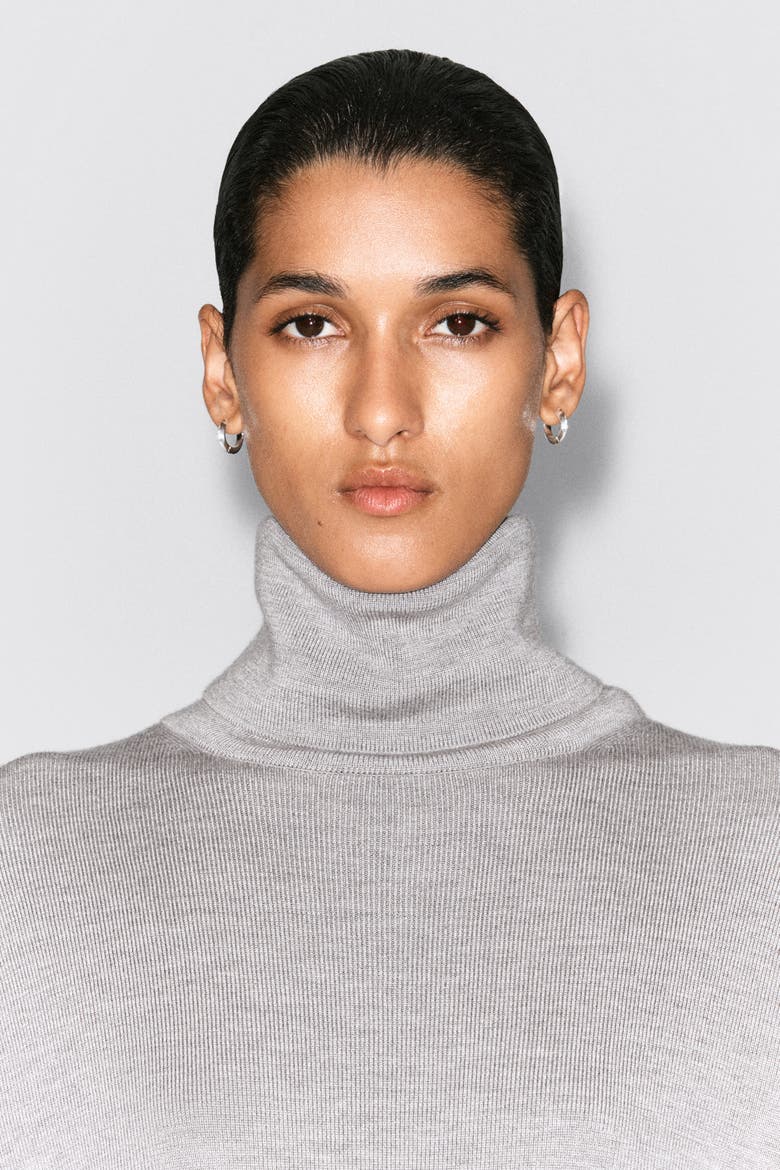 Merino Wool Roll-neck Sweater, Alternate, color, GRAY MÉLANGE