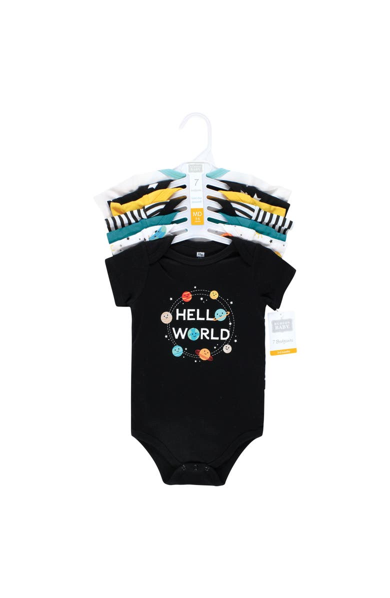 Hudson Baby Cotton Bodysuits 7-Pack, Alternate, color, Happy Planets