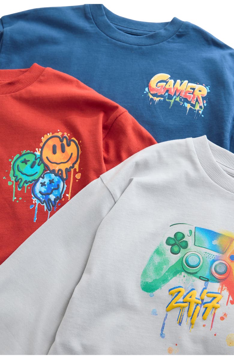 NEXT Kids' 3-Pack Assorted Gamer Graphic T-Shirts, Alternate, color, Multi
