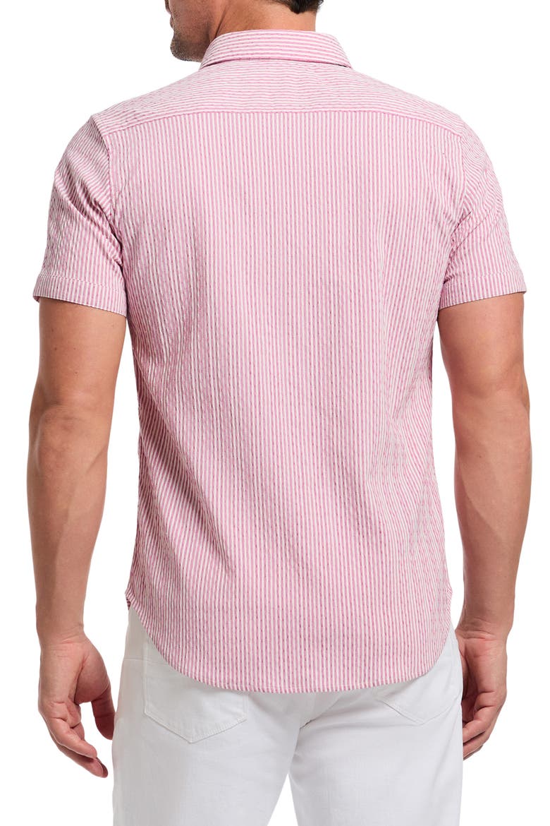 Fornillo Classic Fit Stripe Short Sleeve Button-Up Shirt, Alternate, color, BERRY