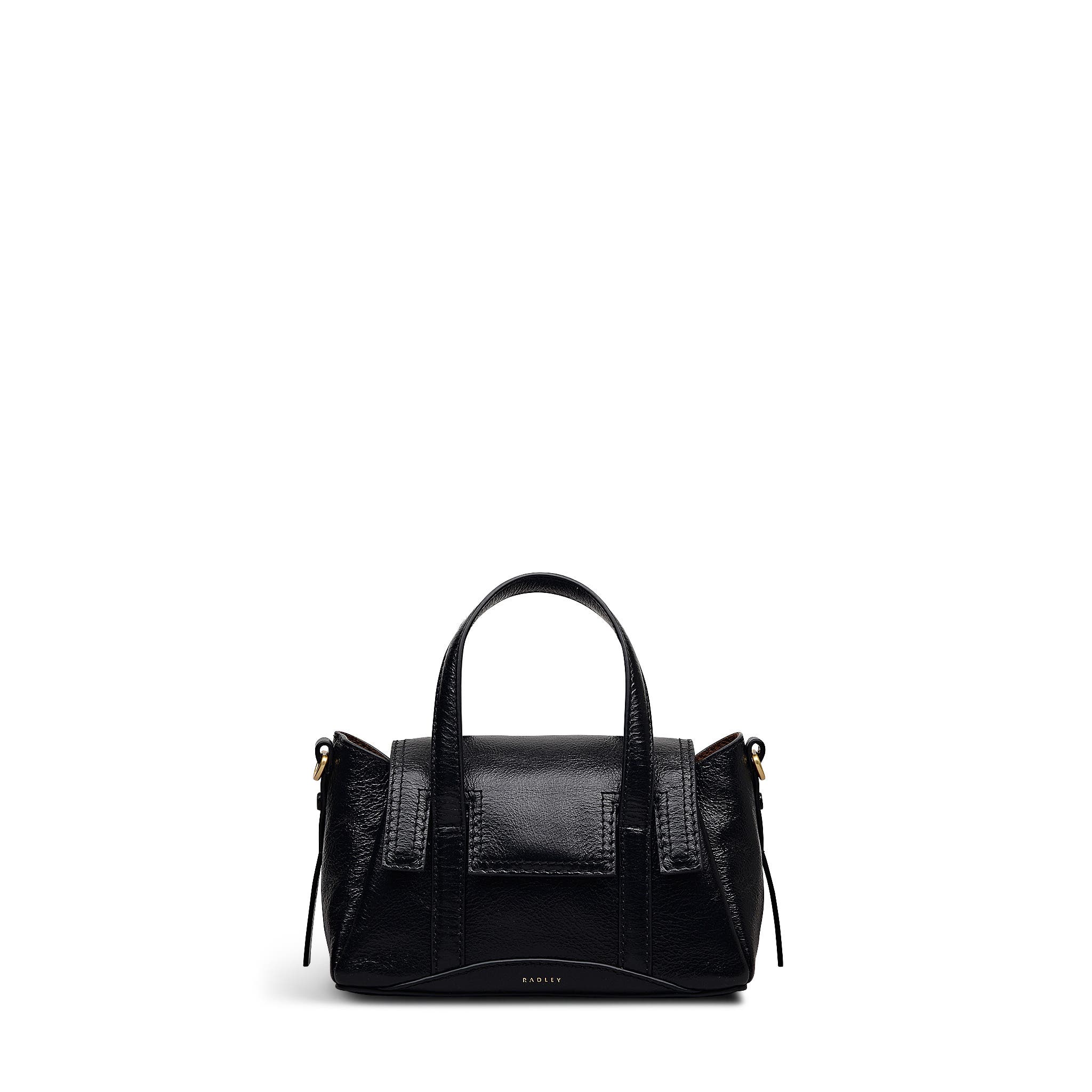 Radley The Chancery - High Shine Small Flapover Satchel Bag, Alternate, color, Black