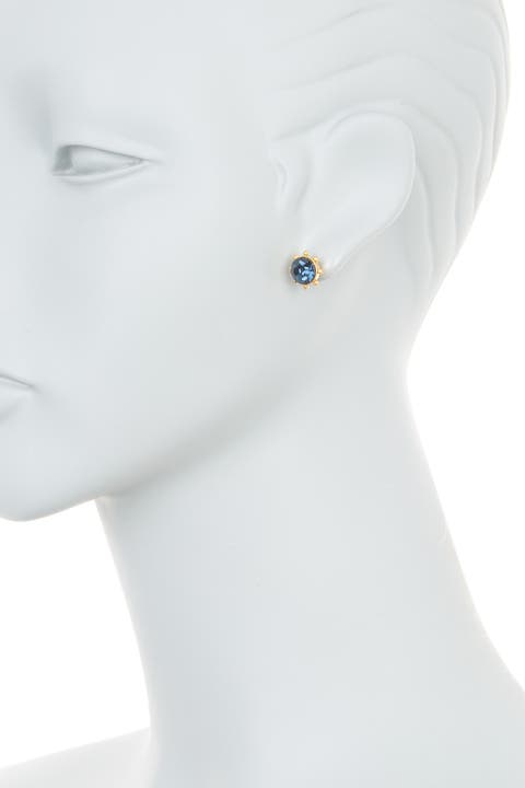 gold-tone bezel set crystal stud earrings