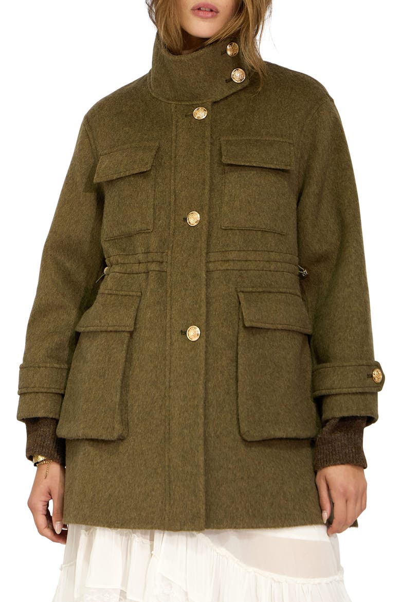On the Move Wool Blend Drawstring Jacket, Main, color, OLIVE