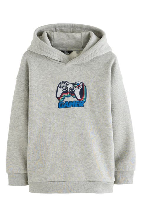 Kids' Level Up Gamer Embroidered Cotton Blend Hoodie (Little Kid & Big Kid)