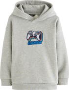 NEXT Kids' Level Up Gamer Embroidered Cotton Blend Hoodie