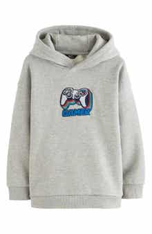 Kids' Level Up Gamer Embroidered Cotton Blend Hoodie