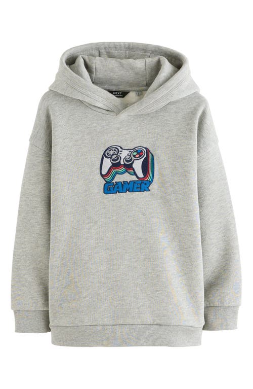 Next Kids' Level Up Gamer Embroidered Cotton Blend Hoodie In Gray