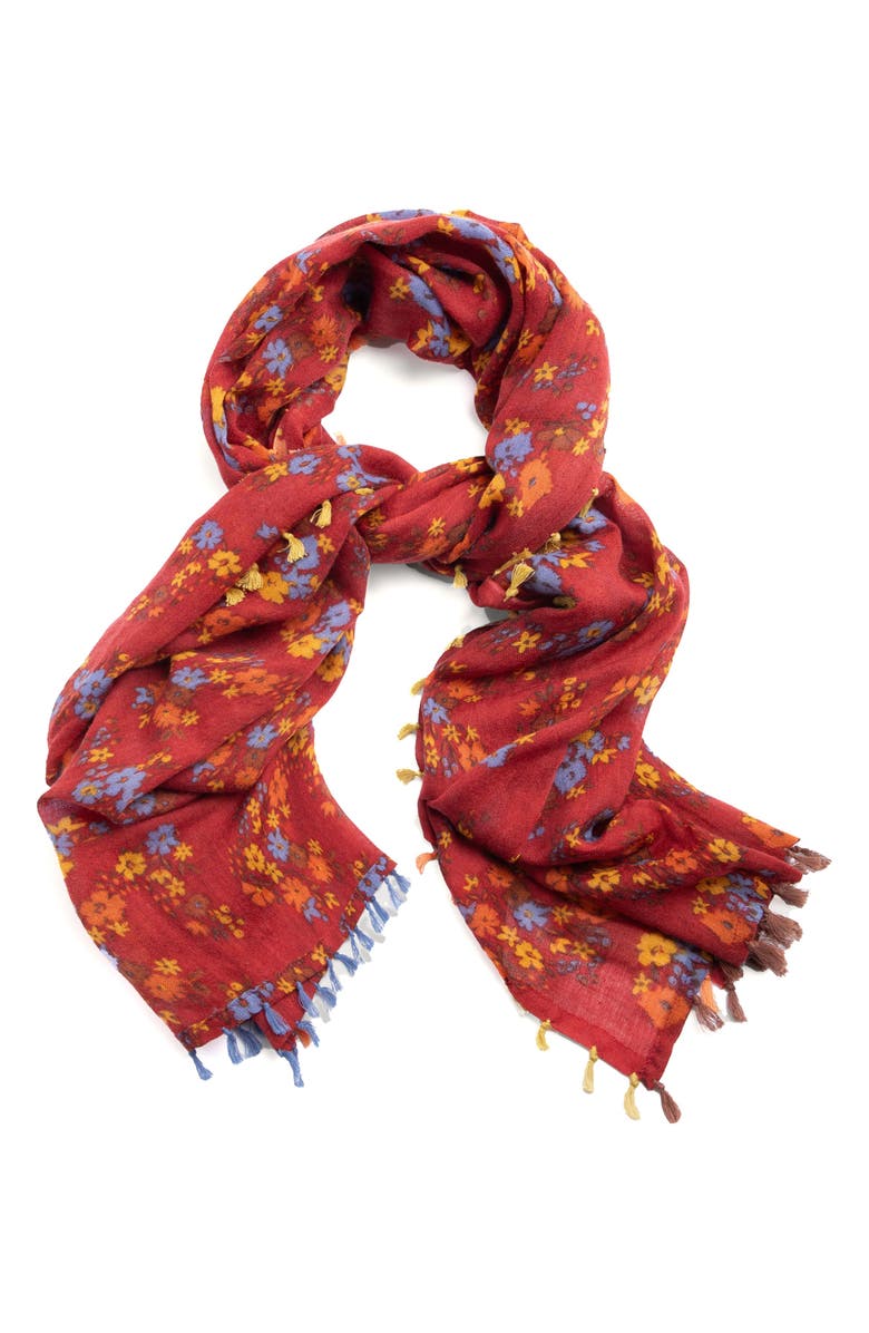 SAACHI Floral Wool Scarf, Alternate, color, Red