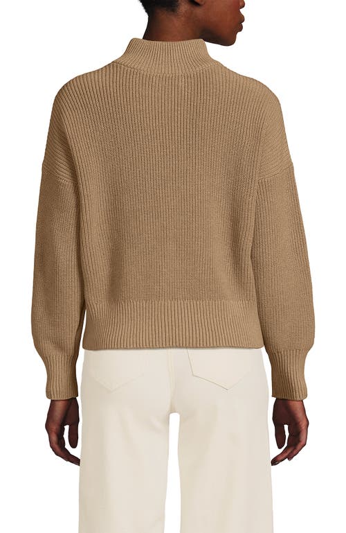 Lands' End Drifter Shaker Wedge Quarter Zip Sweater In Brown