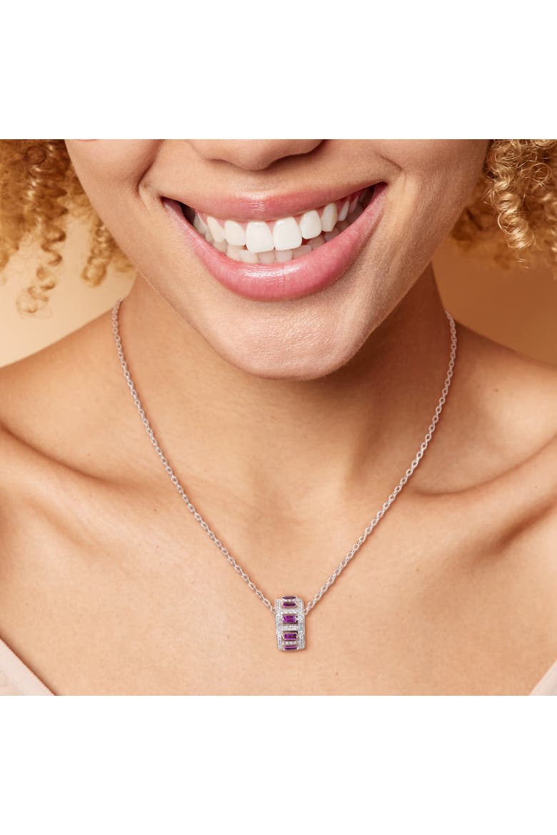 Gemstone & White Topaz Pendant Necklace, Alternate, color, Amethyst/Rose-Plated