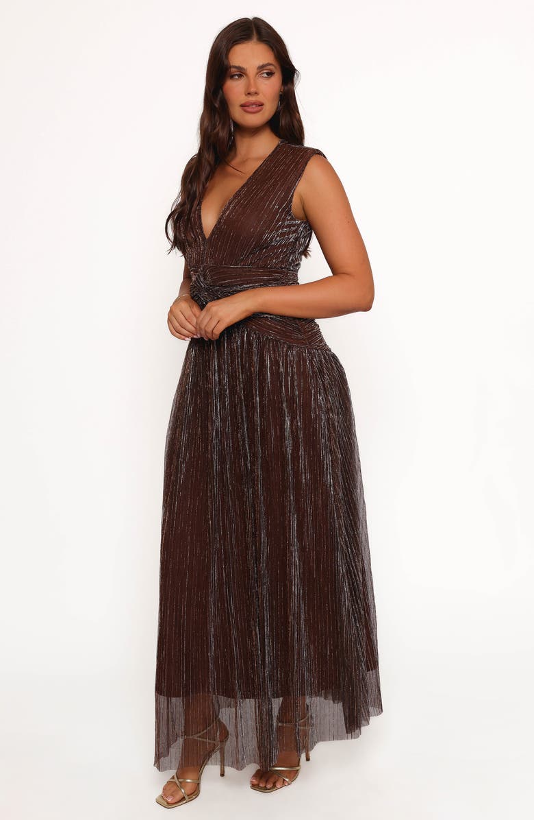 Petal & Pup Cara Metallic Maxi Dress, Alternate, color, Bronze