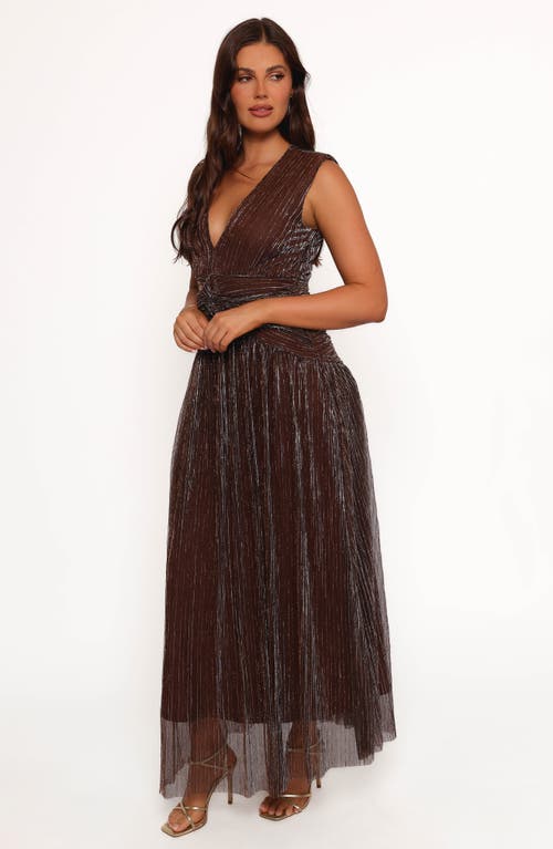 Petal And Pup Petal & Pup Cara Metallic Maxi Dress In Brown