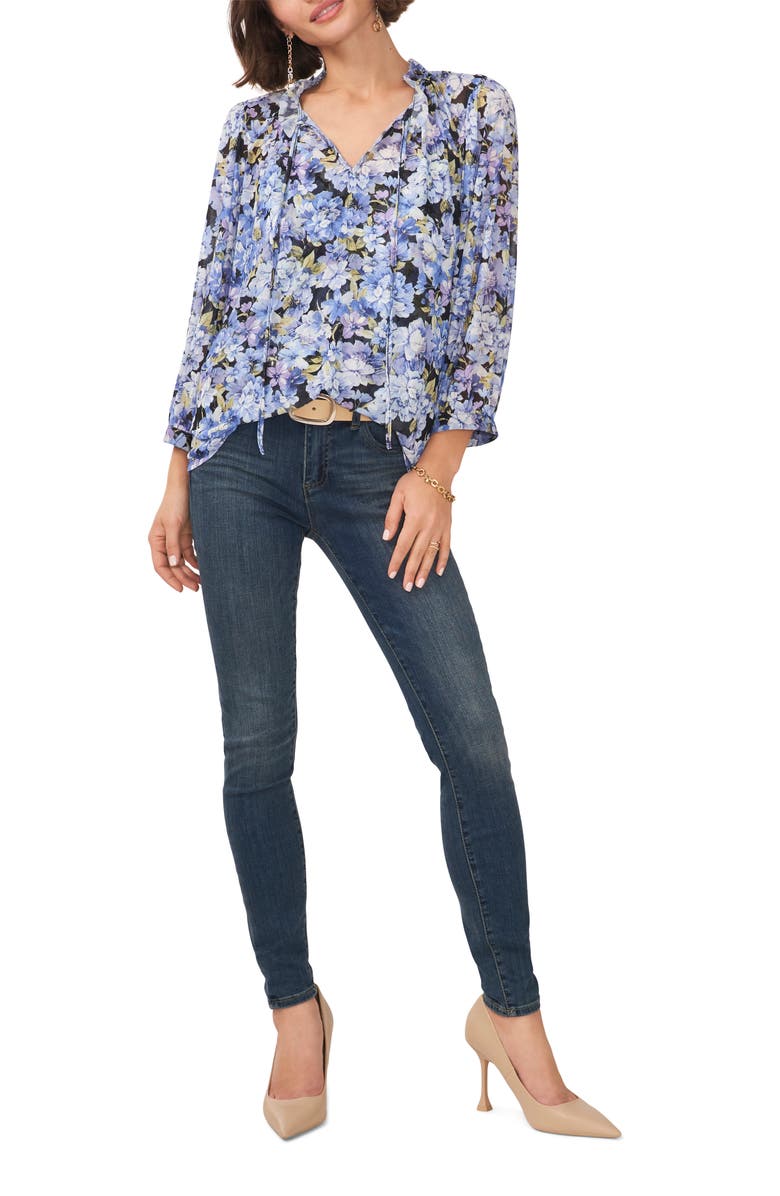 Vince Camuto Floral Print Balloon Sleeve Blouse, Alternate, color,