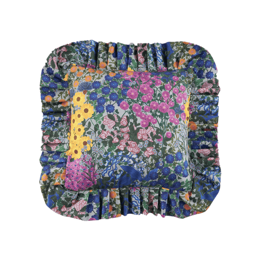 Sophie Williamson Design Ruffled Pillow Cover Pré Fleuri In Blue