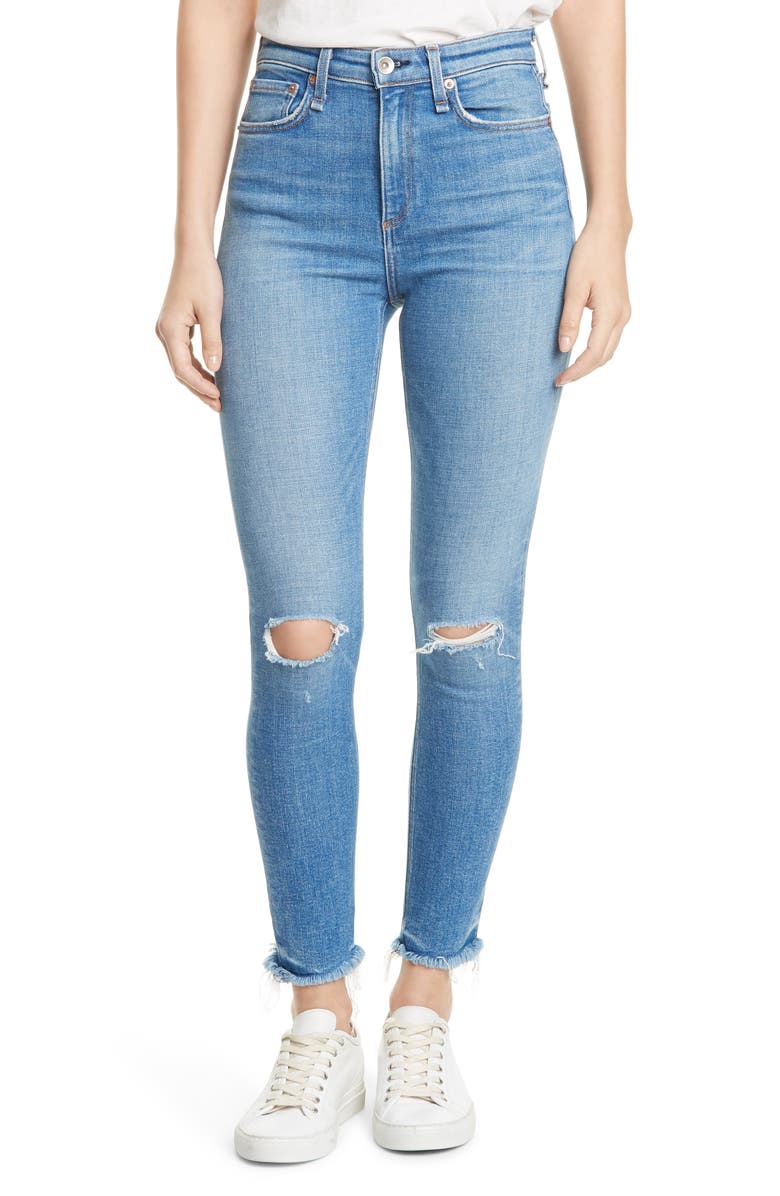 rag & bone Nina Ripped Fray Hem Ankle Skinny Jeans, Main, color, 