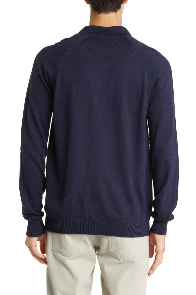 Beauford Long Sleeve Wool Polo Sweater, Alternate, color, NAVY