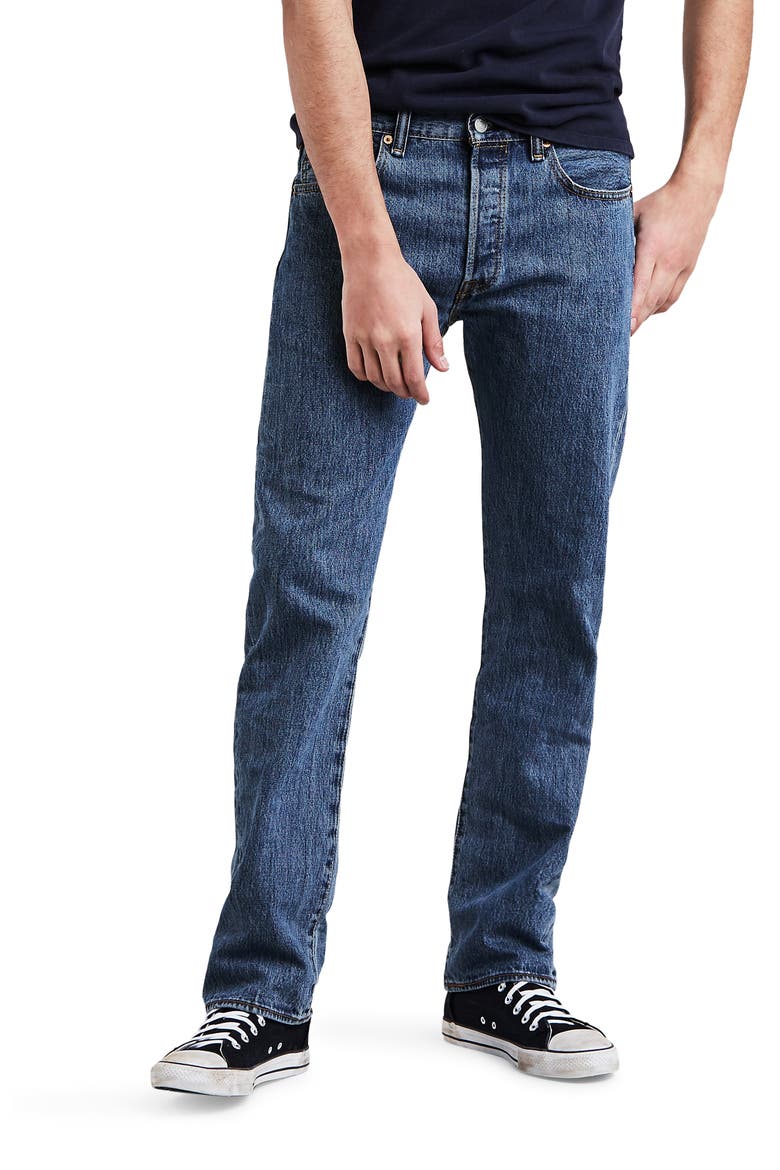 Levi's® 501® Original Straight Leg Jeans, Main, color, MEDIUM STONEWASH